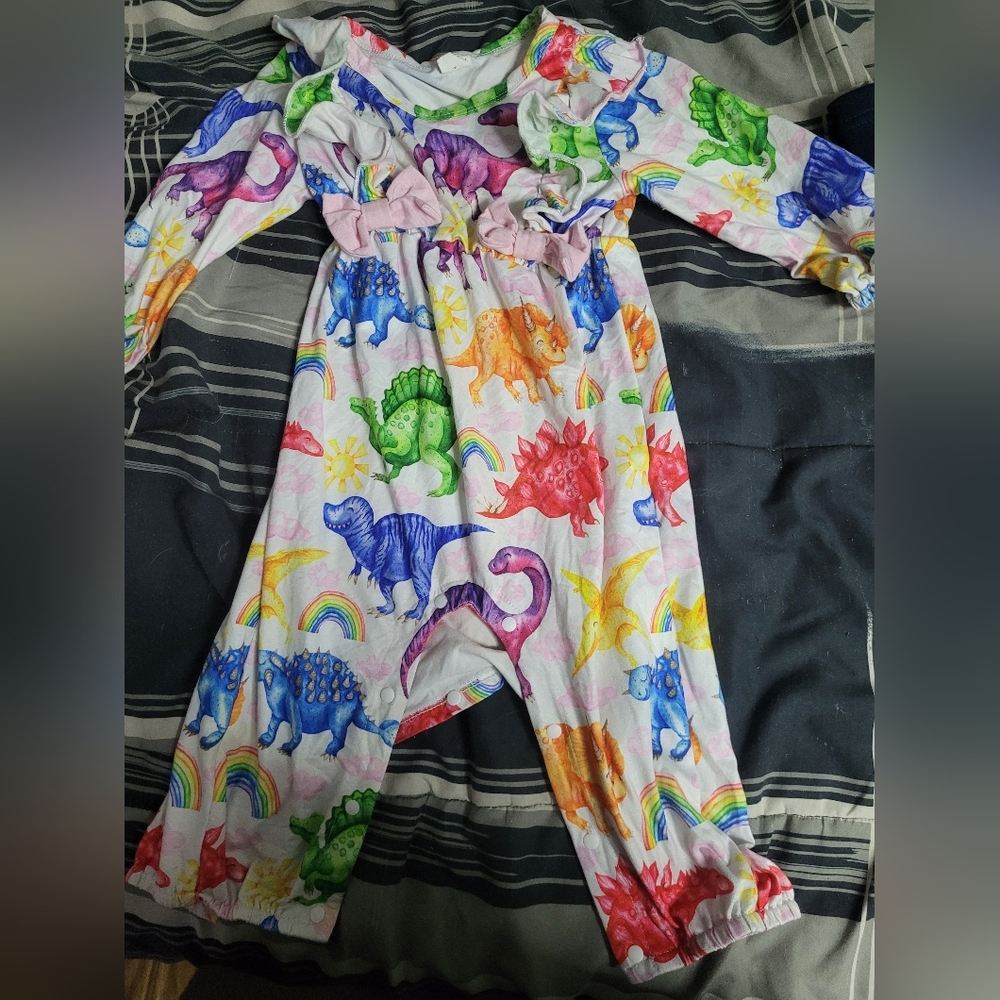 Colorful Dinosaur Print Pajama Set